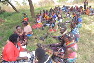 A community meeting in Uganda.