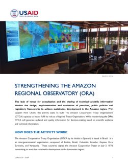 Cover of the Strengthening the Amazon Regional Observatory Fact sheet