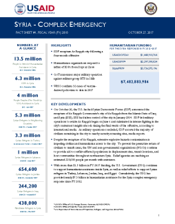 Syria Complex Emergency - Fact Sheet #1 FY18