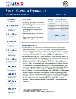 Syria Complex Emergency - Fact Sheet #3 FY18