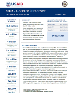 Syria Complex Emergency - Fact Sheet #2 FY18