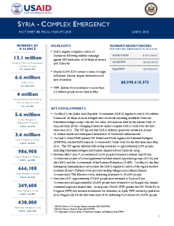 Syria Complex Emergency - Fact Sheet #8 FY18