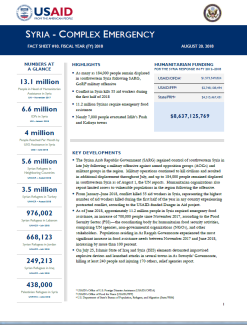 Syria Complex Emergency - Fact Sheet #10 FY18