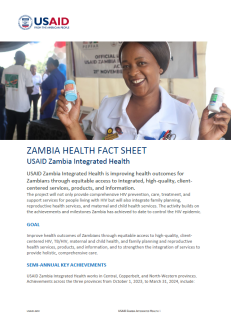 First page of Zambia Integrated Health fact sheet