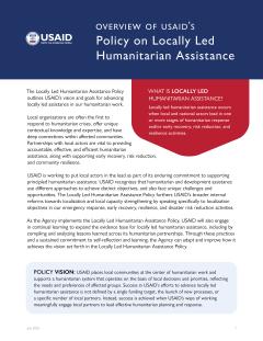 USAID Locally Led Humanitarian Assistance Policy Two-Page Overview