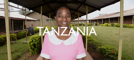 Modesta outside the training facility in Tanzania.