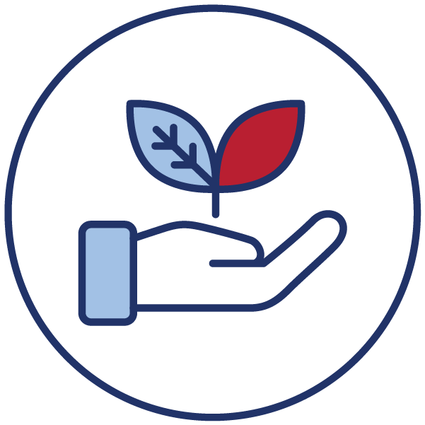 Icon of a hand holding a plant